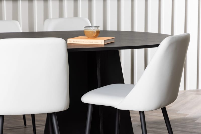 Oval matgrupp Venture Home Vit Svart 6st - Huonekalut - Pöytä & ruokailuryhmä - Ruokailuryhmä