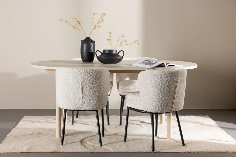 Oval matgrupp Venture Home Vit Vitputsad 4st