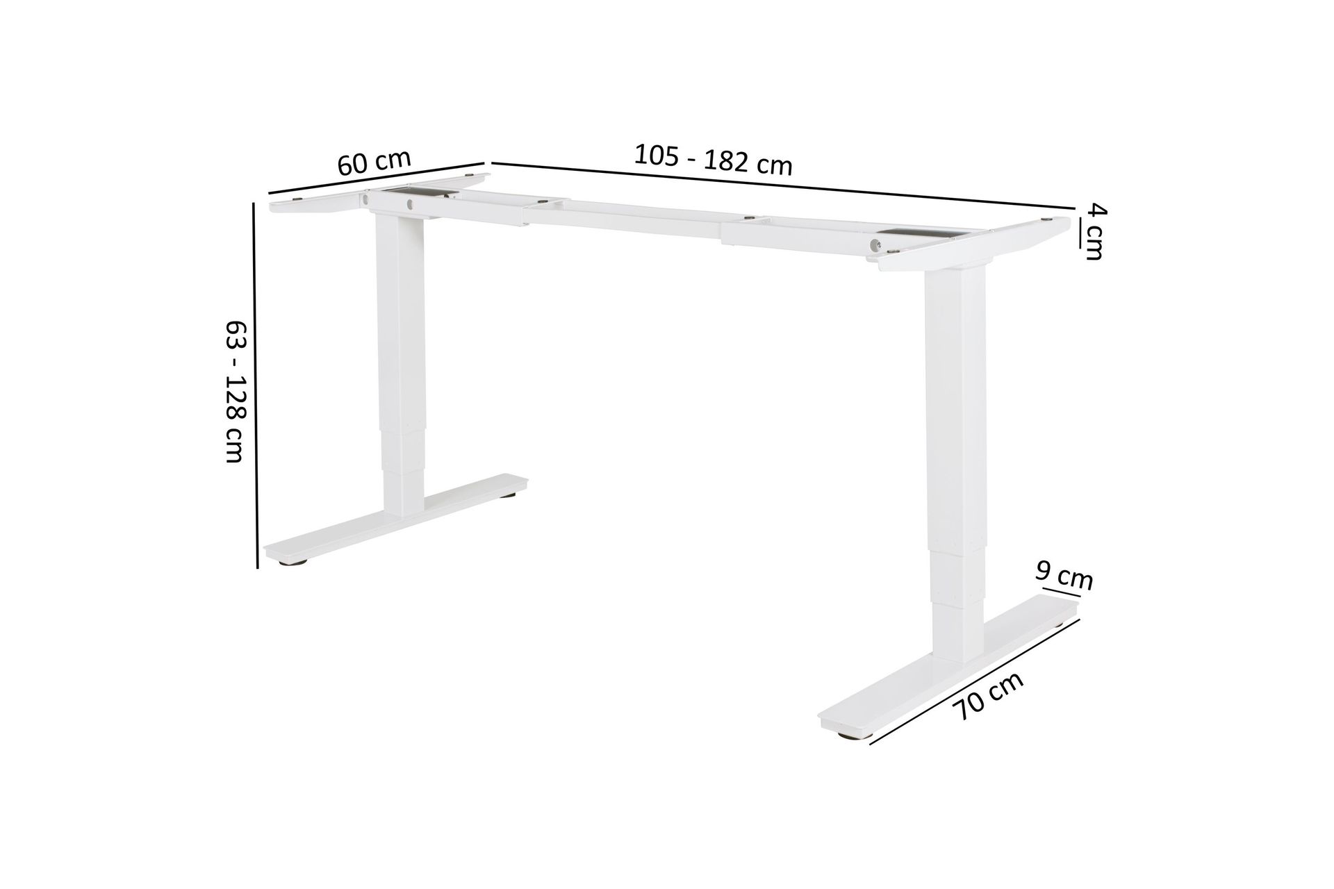 Höj- och Sänkbart Kirjoituspöytä Ozbay 182 cm - Valkoinen - Huonekalut - Pöytä & ruokailuryhmä - Pöydän tarvikkeet - Pöydän jalusta