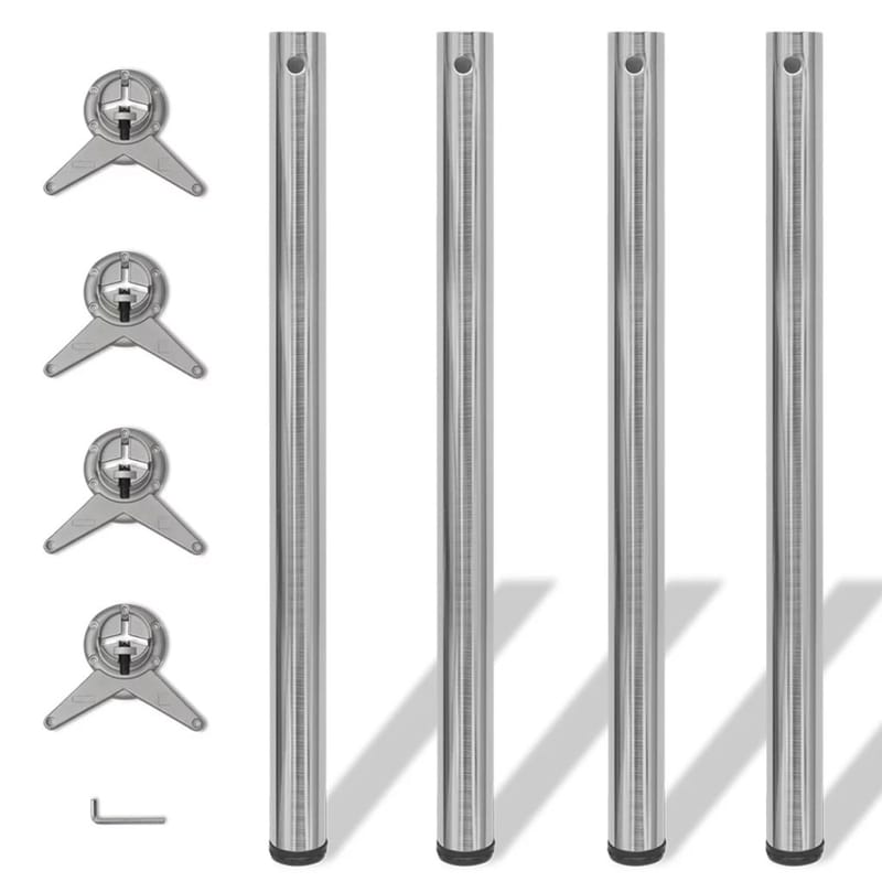 4 Korkeussäädettävää Pöydän Jalkaa Harjattu Nikkeli 870mm - Hopea - Huonekalut - Pöytä & ruokailuryhmä - Pöydän tarvikkeet - Pöydänjalat & tarvikkeet