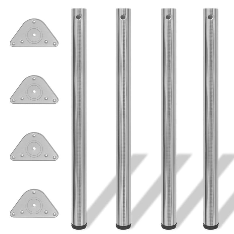 4 Korkeussäädettävää Pöydän Jalkaa Harjattu Nikkeli 870 mm - Hopea - Huonekalut - Pöytä & ruokailuryhmä - Pöydän tarvikkeet - Pöydänjalat & tarvikkeet
