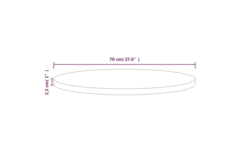 Pöytälevy Ã˜70x2,5 cm täysi mänty - Ruskea - Pöytälevy