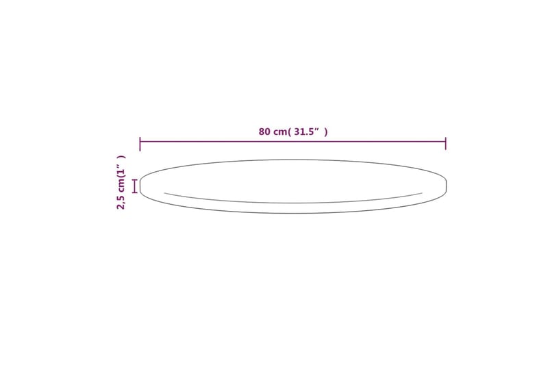 Pöytälevy Ã˜80x2,5 cm täysi mänty - Ruskea - Huonekalut - Pöytä & ruokailuryhmä - Pöydän tarvikkeet - Pöytälevy