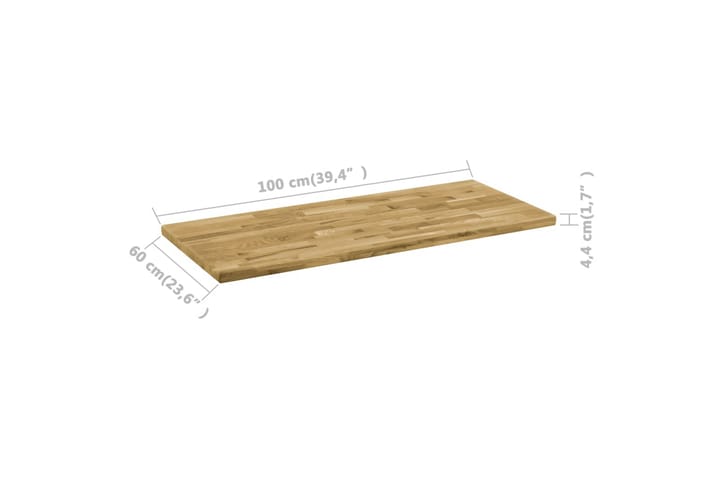 Pöytälevy kiinteä tammipuu suorakaide 44mm 100x60 cm - Ruskea - Pöydänjalat & tarvikkeet - Pöytälevy