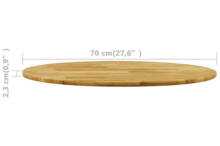 Pöytälevy kiinteä tammipuu pyöreä 23mm 700mm - Ruskea - Pöytälevy