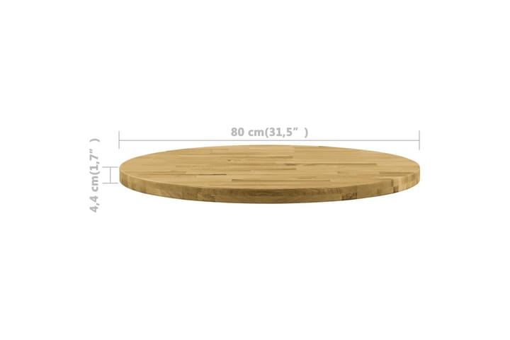 Pöytälevy kiinteä tammipuu pyöreä 44mm 800 mm - Ruskea - Pöytälevy - Pöydänjalat & tarvikkeet