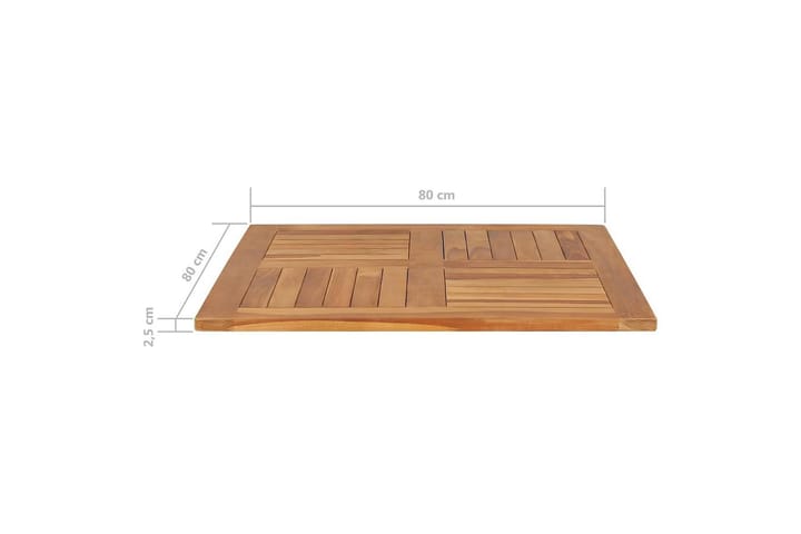 Pöytälevy täysi tiikki neliö 80x80x2,5 cm - Ruskea - Pöytälevy - Pöydänjalat & tarvikkeet