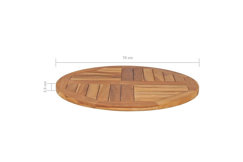 Pöytälevy täysi tiikki pyöreä 2,5 cm 70 cm - Ruskea - Huonekalut - Pöytä & ruokailuryhmä - Pöydän tarvikkeet - Pöytälevy