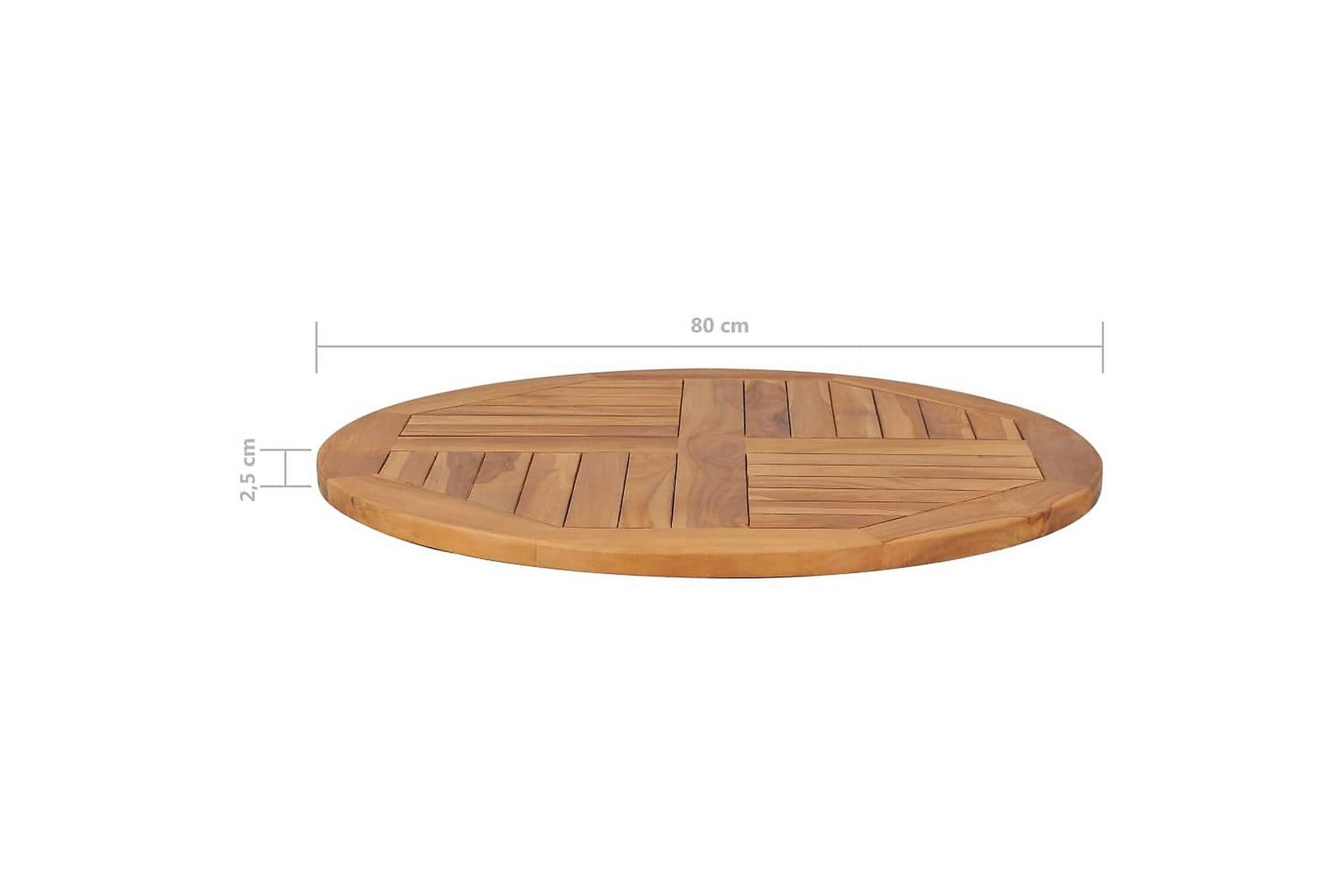 Pöytälevy täysi tiikki pyöreä 2,5 cm 80 cm - Ruskea - Huonekalut - Pöytä & ruokailuryhmä - Pöydän tarvikkeet - Pöytälevy