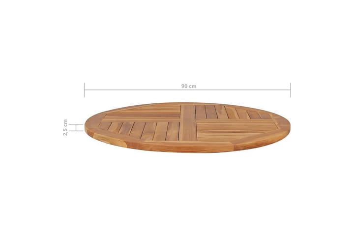 Pöytälevy täysi tiikki pyöreä 2,5 cm 90 cm - Ruskea - Pöytälevy - Pöydänjalat & tarvikkeet