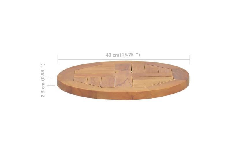 Pöytälevy täysi tiikki pyöreä 2,5 cm 40 cm - Ruskea - Huonekalut - Pöytä & ruokailuryhmä - Pöydän tarvikkeet - Pöytälevy