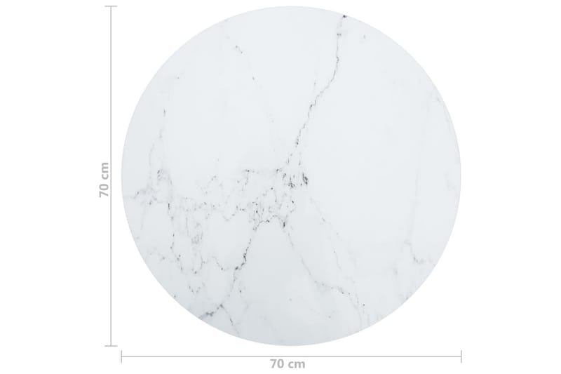 Pöytälevy valkoinen Ã˜70x0,8 cm karkaistu lasi marmorikuvio - Huonekalut - Pöytä & ruokailuryhmä - Pöydän tarvikkeet - Pöytälevy
