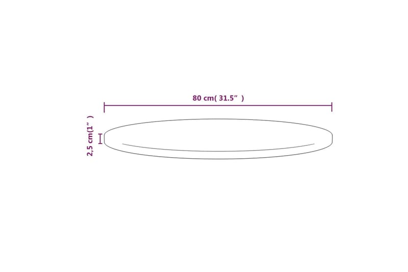 Pöytälevy valkoinen Ã˜80x2,5 cm täysi mänty - Valkoinen - Huonekalut - Pöytä & ruokailuryhmä - Pöydän tarvikkeet - Pöytälevy