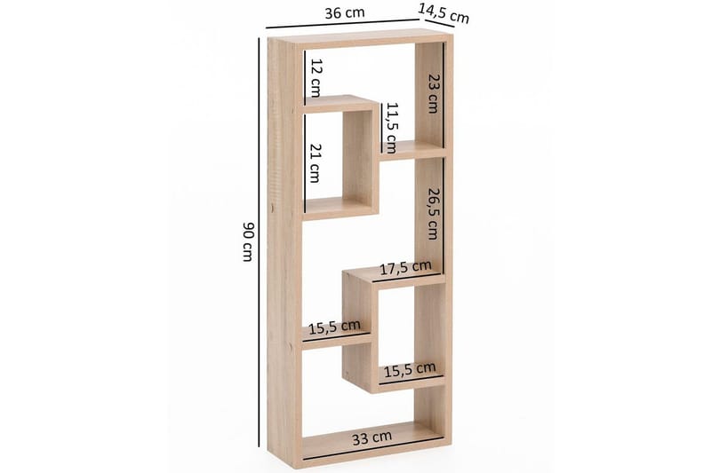 Seinähylly Wohnling melamiinipäällystetty MDF, säilytyshylly, moderni tyyli Sonoma - Sonoma - Säilytys - Hylly - Kirjahylly