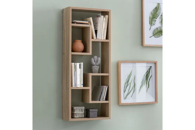 Seinähylly Wohnling melamiinipäällystetty MDF, säilytyshylly, moderni tyyli Sonoma - Sonoma - Säilytys - Hylly - Kirjahylly