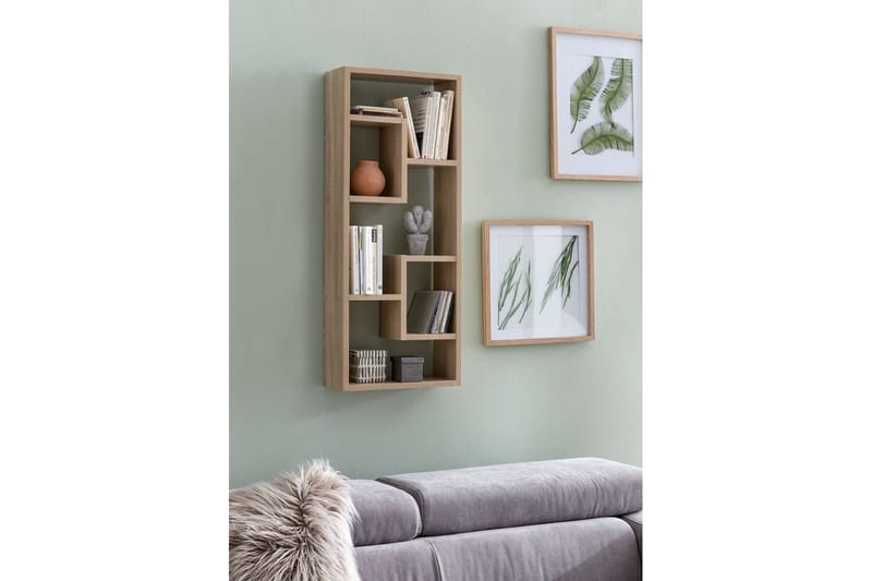 Seinähylly Wohnling melamiinipäällystetty MDF, säilytyshylly, moderni tyyli Sonoma - Sonoma - Säilytys - Hylly - Kirjahylly