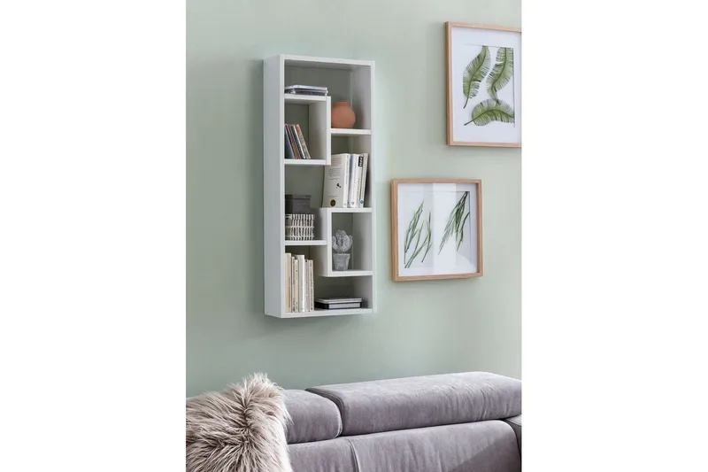 Seinähylly Wohnling melamiinipäällystetty MDF, säilytyshylly, moderni tyyli Valkoinen - Valkoinen - Säilytys - Hylly - Kirjahylly