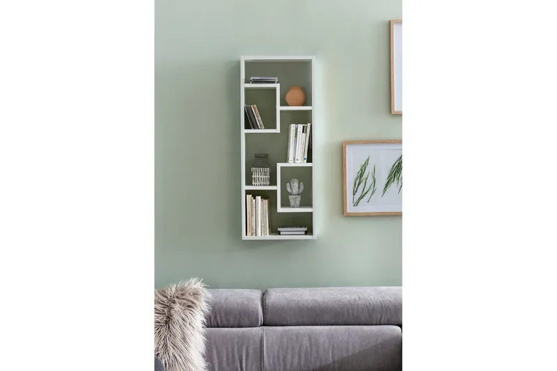 Seinähylly Wohnling melamiinipäällystetty MDF, säilytyshylly, moderni tyyli Valkoinen - Valkoinen - Säilytys - Hylly - Kirjahylly