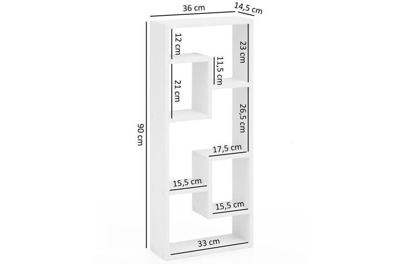 Seinälle kiinnitettävä kirjahylly 15 cm maalattua puuta - Valkoinen - Säilytys - Hylly - Kirjahylly