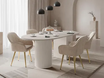 pöytä Wotkon Travertiini, beige - Travertiini, beige - Huonekalut - Pöytä & ruokailuryhmä - Ruokapöydät & keittiön pöydät