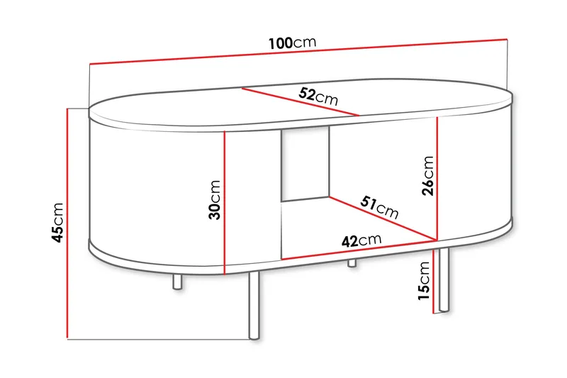 Pantego Sohvapöytä 100x52 cm - Ruskea - Huonekalut - Pöytä & ruokailuryhmä - Sohvapöytä