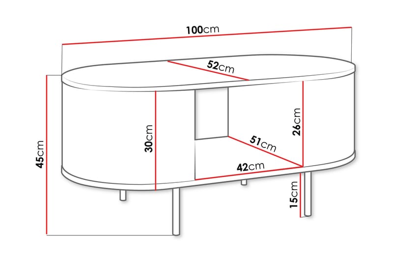 Pantego Sohvapöytä 100x52 cm - Ruskea - Huonekalut - Pöytä & ruokailuryhmä - Sohvapöytä