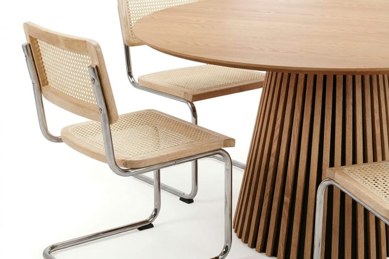 Peyra-ruokailuryhmä, pyöreä 150 cm, tammi, 6 Build-ruokatuolia - Tammi - Huonekalut - Pöytä & ruokailuryhmä - Ruokailuryhmä