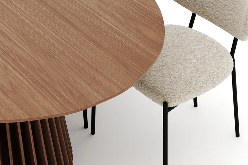 Peyra Soikea Ruokapöytä 200 cm ja 6 Gemmiano Tuolia - Pähkinä - Huonekalut - Pöytä & ruokailuryhmä - Ruokailuryhmä