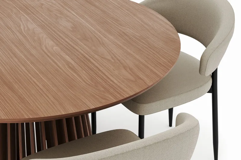 Peyra Pyöreä Ruokapöytä 120 cm ja 4 Sawako Tuolia - Pähkinä - Huonekalut - Pöytä & ruokailuryhmä - Ruokailuryhmä