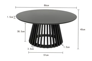 Peyra pyöreä sohvapöytä 86 cm, viilu - Mustaksi petsattu tammi - Huonekalut - Pöytä & ruokailuryhmä - Sohvapöytä
