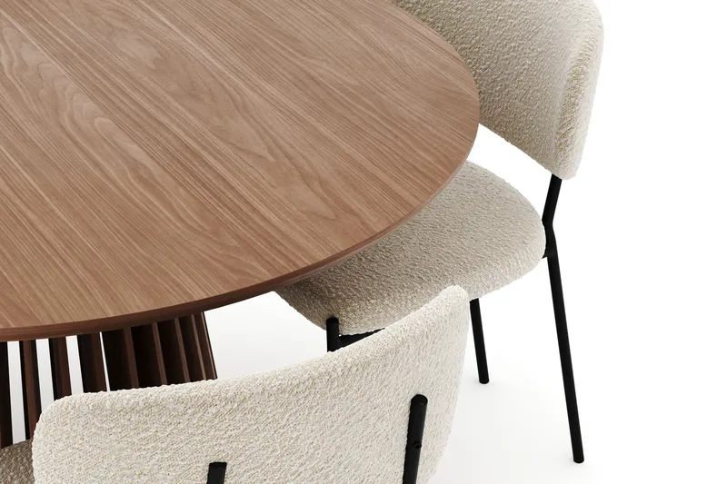 Peyra Pyöreä Ruokapöytä 120 cm ja 4 Gemmiano Tuolia - Pähkinä - Huonekalut - Pöytä & ruokailuryhmä - Ruokailuryhmä