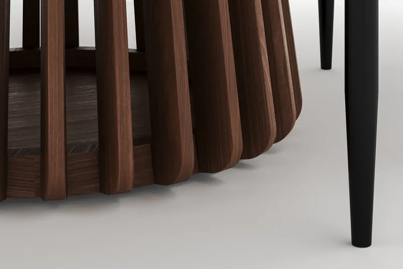 Peyra Pyöreä Ruokapöytä 120 cm ja 4 Sawako Tuolia - Pähkinä - Huonekalut - Pöytä & ruokailuryhmä - Ruokailuryhmä