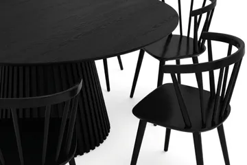 Peyra pyöreä ruokailuryhmä 180 cm, musta, 8 Tyrö-ruokapöydän tuolilla - Mustaksi petsattu tammi - Huonekalut - Pöytä & ruokailuryhmä - Ruokailuryhmä