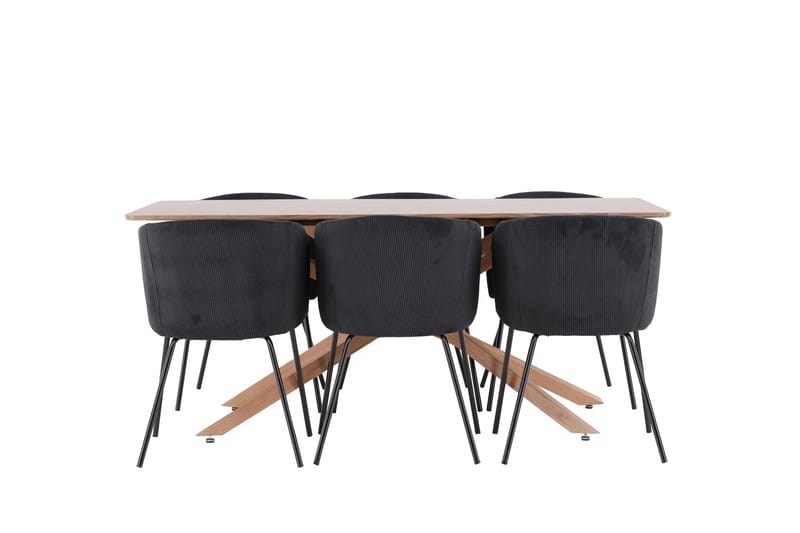 Piazza Ruokailuryhmä 180 cm Suorakulmainen jossa 6 Berit tuolia - Mokka/Musta - Huonekalut - Pöytä & ruokailuryhmä - Ruokailuryhmä