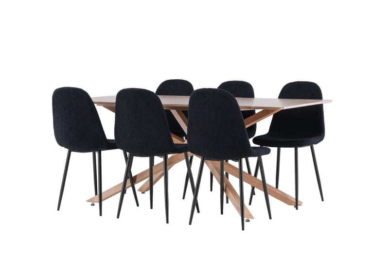 Piazza Ruokailuryhmä 180 cm Suorakulmainen jossa 6 Polar tuolia - Mokka/Musta - Huonekalut - Pöytä & ruokailuryhmä - Ruokailuryhmä