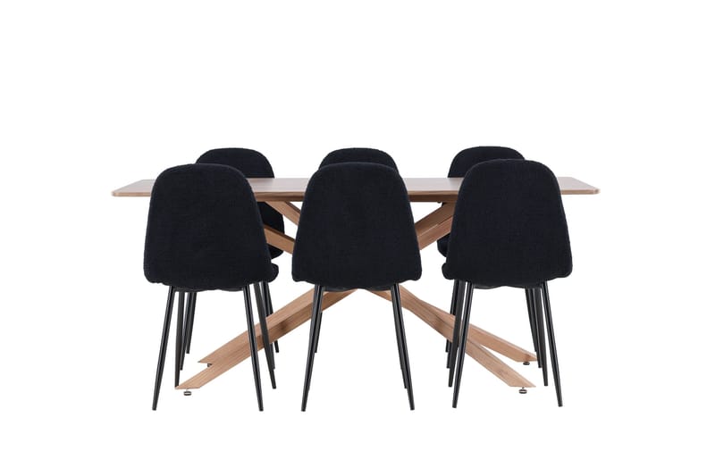 Piazza Ruokailuryhmä 180 cm Suorakulmainen jossa 6 Polar tuolia - Mokka/Musta - Huonekalut - Pöytä & ruokailuryhmä - Ruokailuryhmä