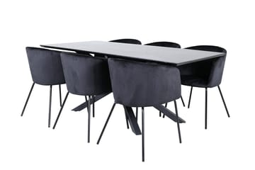 Piazza-ruokapöytä 190 cm ja 6 Berit-käsinojatuolia - Huonekalut - Pöytä & ruokailuryhmä - Ruokailuryhmä