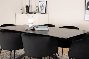 Piazza-ruokapöytä 190 cm ja 6 Berit-käsinojatuolia - Huonekalut - Pöytä & ruokailuryhmä - Ruokailuryhmä