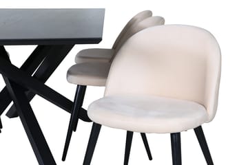 Piazza-ruokapöytä 190 cm ja 6 Velvet Stitches -ruokatuolia - Huonekalut - Pöytä & ruokailuryhmä - Ruokailuryhmä