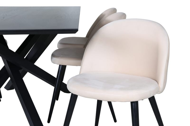 Piazza-ruokapöytä 190 cm ja 6 Velvet Stitches -ruokatuolia - Huonekalut - Pöytä & ruokailuryhmä - Ruokailuryhmä
