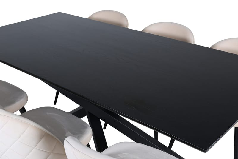 Piazza-ruokapöytä 190 cm ja 6 Velvet Stitches -ruokatuolia - Huonekalut - Pöytä & ruokailuryhmä - Ruokailuryhmä