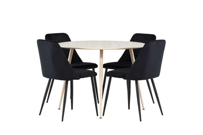 Plaza Ruokailuryhmä 100 cm Pyöreä jossa 4 Night tuolia - Whitewash/Musta - Huonekalut - Pöytä & ruokailuryhmä - Ruokailuryhm ä