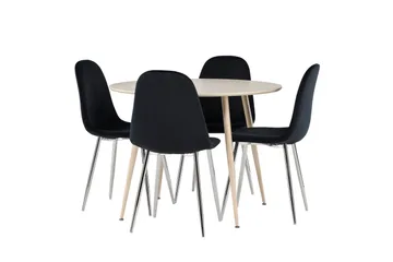 Plaza Ruokailuryhmä 100 cm Pyöreä jossa 4 Polar tuolia