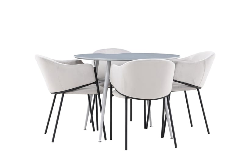 Plaza Ruokailuryhmä 100 cm Pyöreä jossa 4 Evelina tuolia - Harmaa/Harmaa - Huonekalut - Pöytä & ruokailuryhmä - Ruokailuryhmä