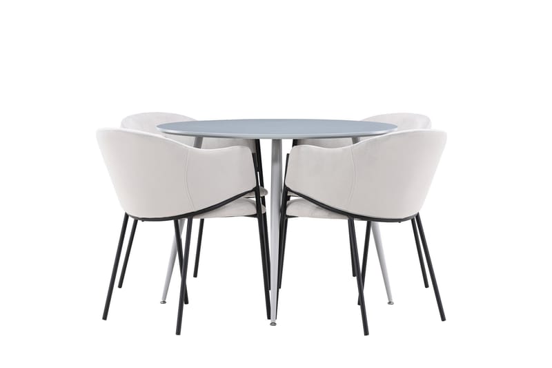 Plaza Ruokailuryhmä 100 cm Pyöreä jossa 4 Evelina tuolia - Harmaa/Harmaa - Huonekalut - Pöytä & ruokailuryhmä - Ruokailuryhmä