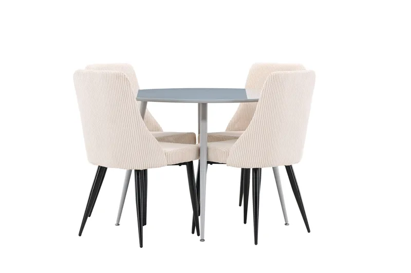 Plaza Ruokailuryhmä 100 cm Pyöreä jossa 4 Leone tuolia - Harmaa/Beige - Huonekalut - Pöytä & ruokailuryhmä - Ruokailuryhmä