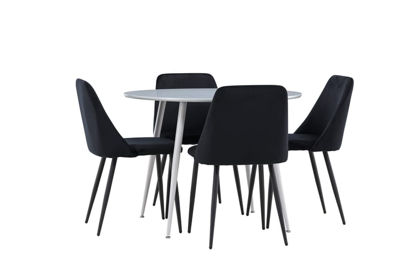 Plaza Ruokailuryhmä 100 cm Pyöreä jossa 4 Night tuolia - Harmaa/Musta - Huonekalut - Pöytä & ruokailuryhmä - Ruokailuryhmä