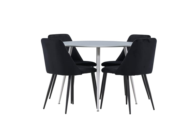 Plaza Ruokailuryhmä 100 cm Pyöreä jossa 4 Night tuolia - Harmaa/Musta - Huonekalut - Pöytä & ruokailuryhmä - Ruokailuryhmä