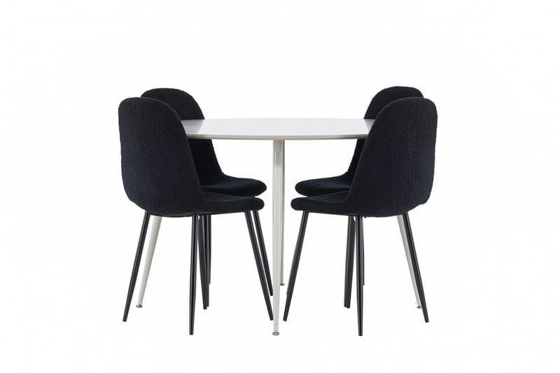 Plaza Ruokailuryhmä 120 cm Pyöreä jossa 4 Polar tuolia - Beige/Musta - Huonekalut - Pöytä & ruokailuryhmä - Ruokailuryhmä