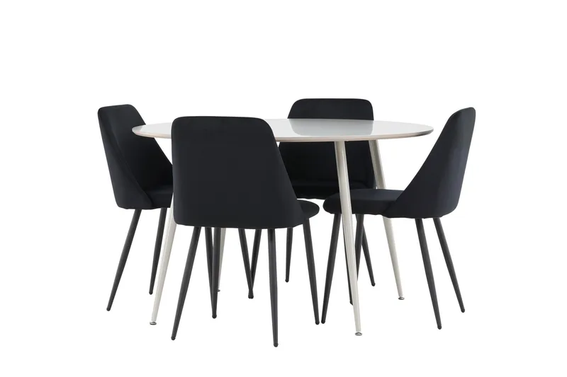 Plaza Ruokailuryhmä 120 cm Pyöreä jossa 4 Night tuolia, Beige/Musta